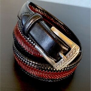 Brighton Braided Woven Belt Men's 36 Brown Black Western Silver Buckle